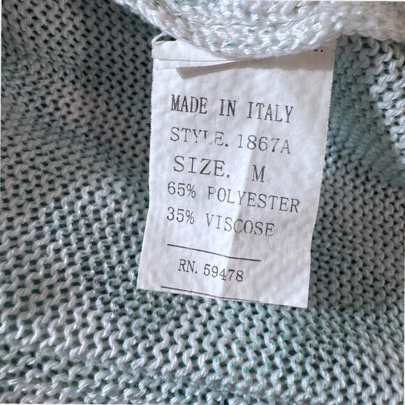 LUISA RICCI Green Leaf Tropical Short Sleeve Summer Knit Lightweight Sweater M - Picture 4 of 5